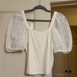 Heartloom Ivory Lace Puff Sleeve Blouse